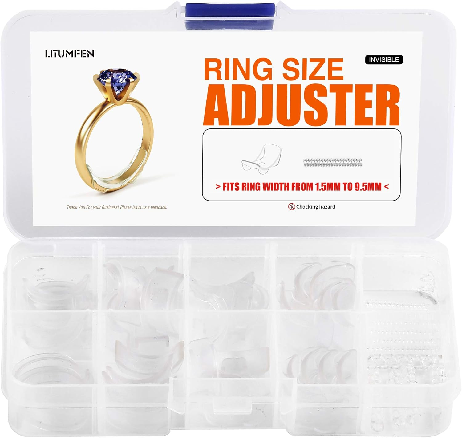 60-Pack Ring Size Adjuster Set - 2 Styles for Loose Rings, Sizer & Guard-image
