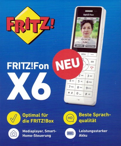 AVM • FRITZ!FON X6 • BEZPRZEWODOWY TELEFON DECT KOMFORTOWY BIAŁY • KOLOROWY WYŚWIETLACZ • JAK NOWY
