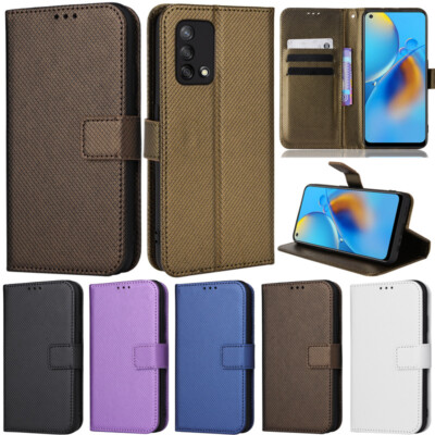 For Oppo A96 A57 A95 A97 A74 A77 Matte Wallet Leather Flip Kickstand Cover Case