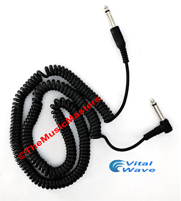 20' ft 1/4'' M-M Coiled ''L'' Guitar Instrument Amp Audio Sound Cable Wire VWLTW