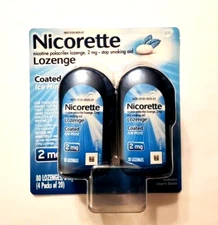 New Nicorette Coated Ice Mint Lozenges  2mg - 80 Count Exp 02/2028 - 4 Vials