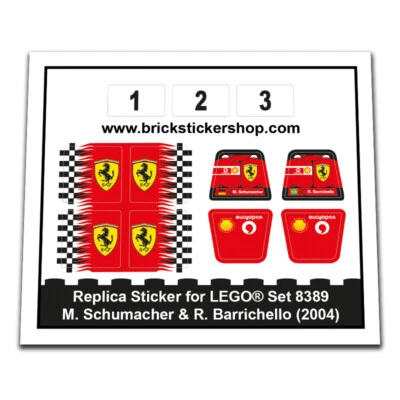 BRICKSTICKERSHOP Pegatina de repuesto para Set 8389 - M. Schumacher & R. Barrichello