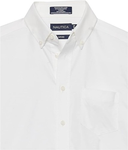 SET OF TWO Nautica Boys' School Uniform Shirts Size S(8) White Short Sleeve - Picture 3 of 3