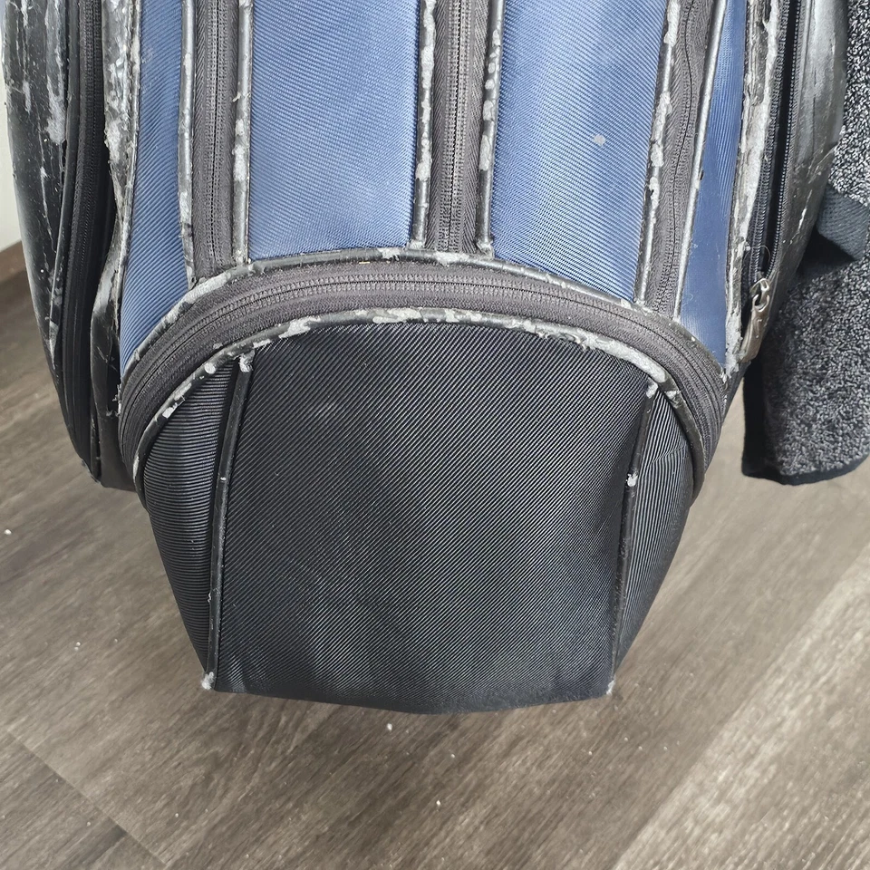 Vtg Nike Golf 8 Way Cart Bag Black & Gray Leather w/ Shoulder Strap & Nike Towel - Image 4 of 4