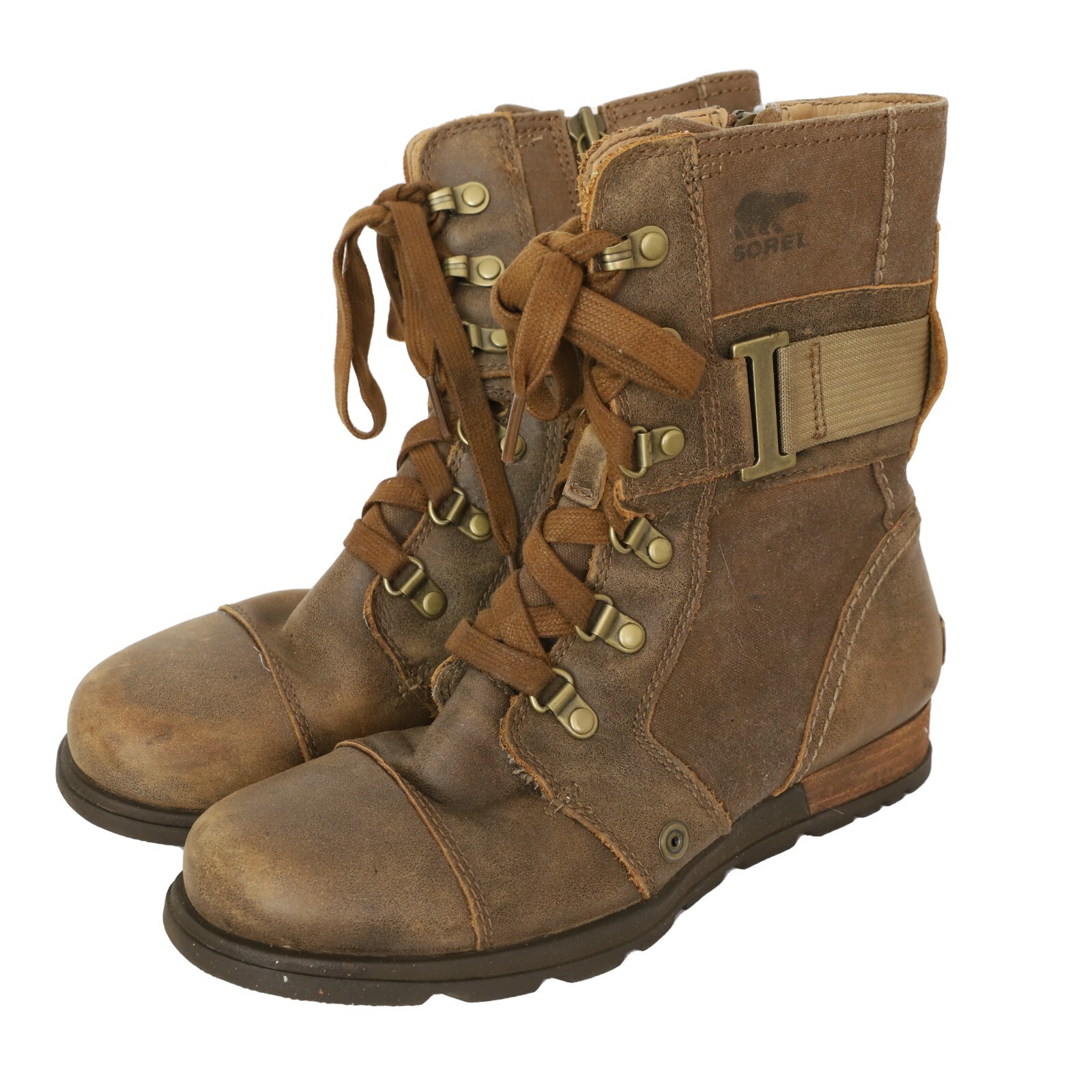 SOREL Major Carly 6 Waterproof Combat Boots in Nutmeg Flax Brown for Hiking-image
