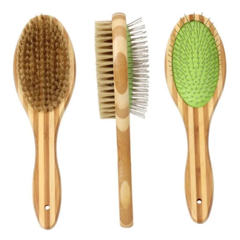 NEW Double Side Bristle & Pin Pet Dog Cat Hair Grooming Brush Fur Shedding Tool 