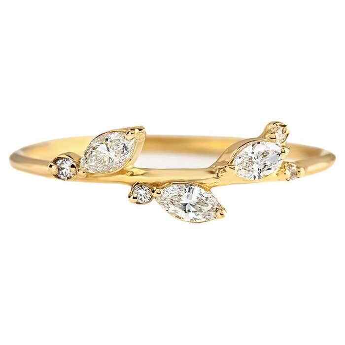 Silver Gold Plated Moissanite Cluster Wedding Band-image