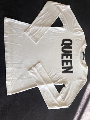 Cooles weißes Langarm-T-Shirt für Mädchen - schwarz Pailletten von Relish Alter 12