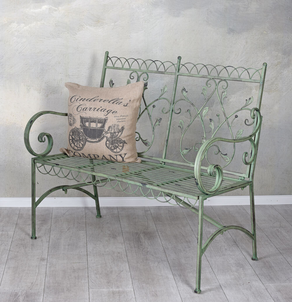 Metallo Panca In Ferro Per Esterno Shabby Chic Arredo Giardino