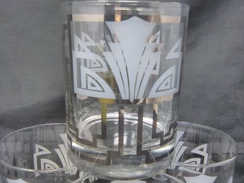 RARE Stunning Art Deco Georges Briard Old Fashioned Glass Platinum Frosted (4) - Picture 2 of 4