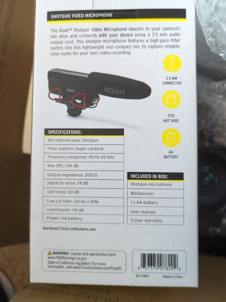 Micrófono video escopeta Koah KO-VM01 con batería Foto 2 de 4