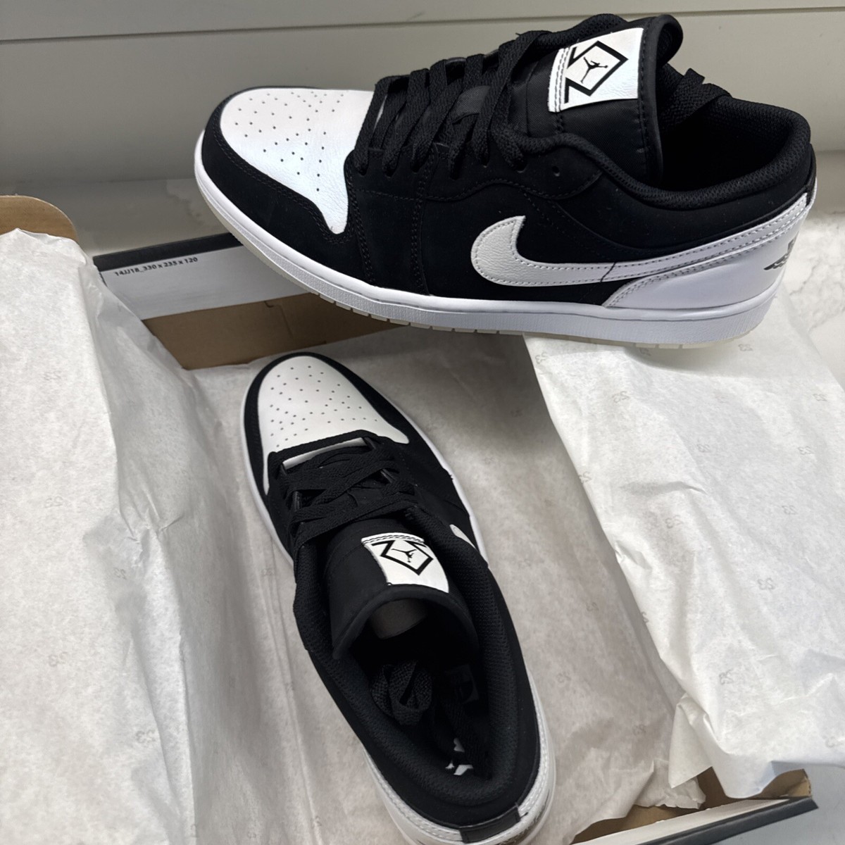 Nib Nike Air Jordan 1 Low SE Diamond Shorts Black White Size  display picture 2