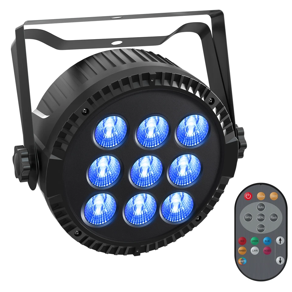 9LED Par Can Light Disco Uplight 135W RGBW Beam Stage Lighting DMX DJ Party Show - Image 3 of 4