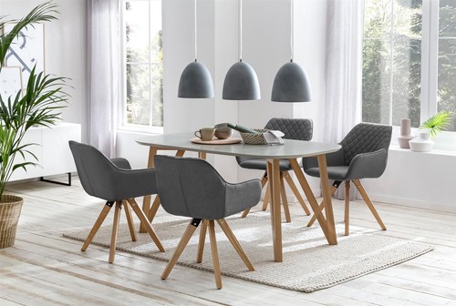 Esstisch Grau/Eiche 160x90 cm Esszimmertisch Diningtisch Speisetisch Holztisch - Bild 7 von 14