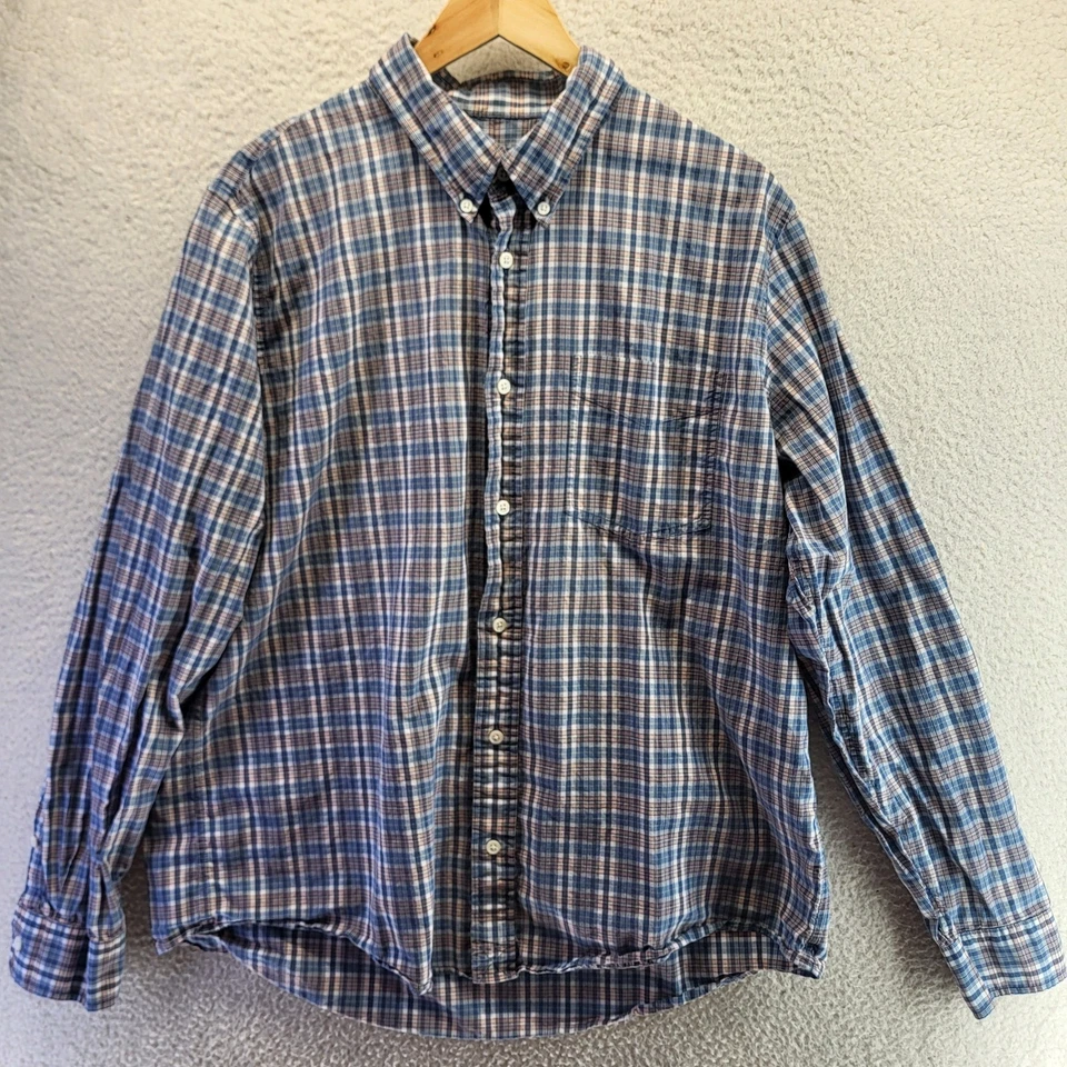 Jack Spade Bleecker Street Shirt Mens 2XL XXL Blue Check Gingham Long Sleeve - Image 3 of 4