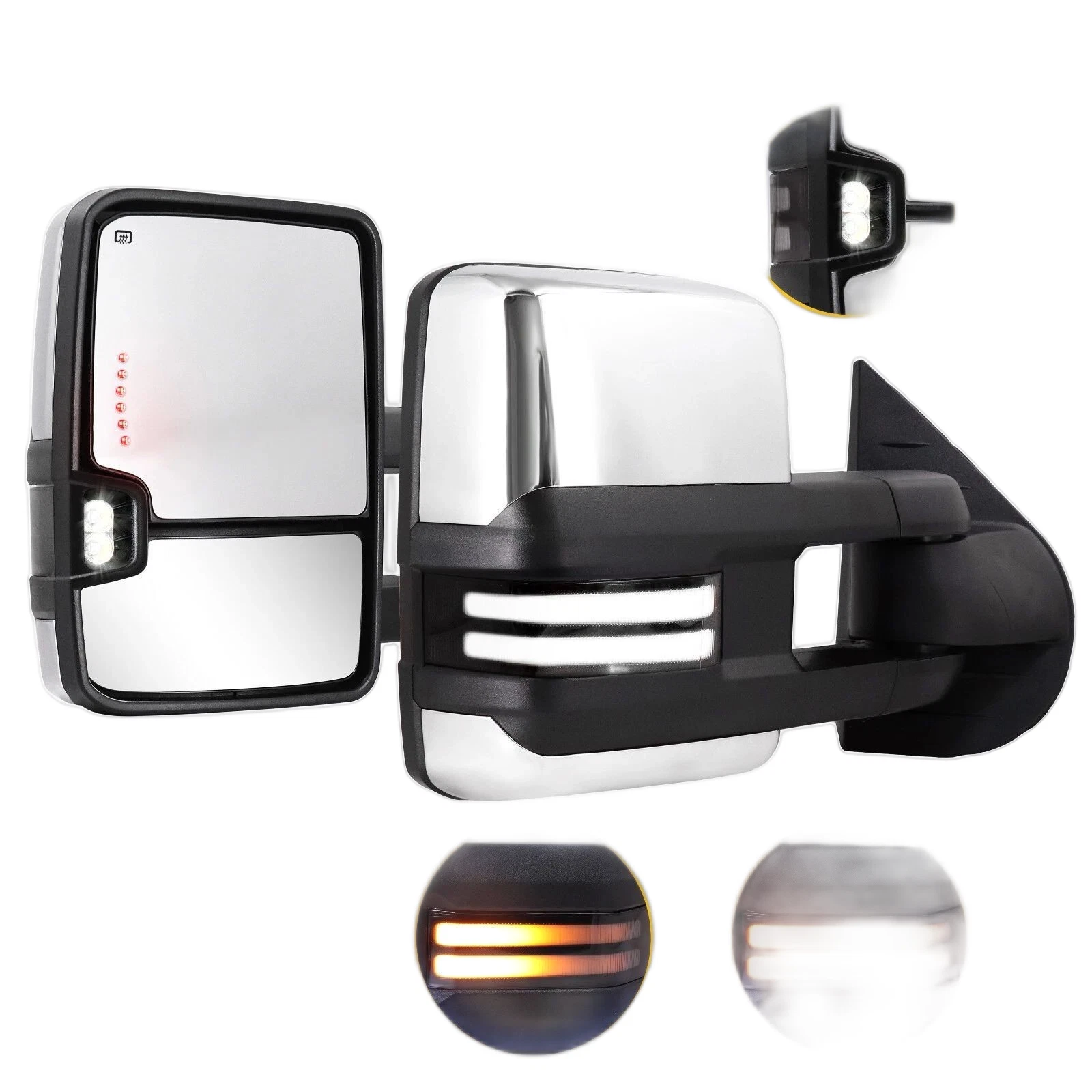 Chrome Tow Mirror Switchback for 2007-2013 Silverado GMC Sierra 1500 2500HD 3500