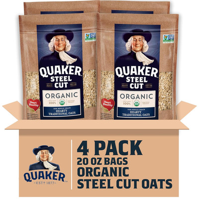 Quaker Steel Cut Oats, USDA Organic, Non GMO Project Verified, 20Oz Resealable B