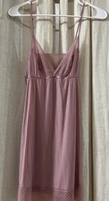 Victoria's Secret Nightie Chemise Soft Lingerie Lace Trim Open Back Pink Size XS