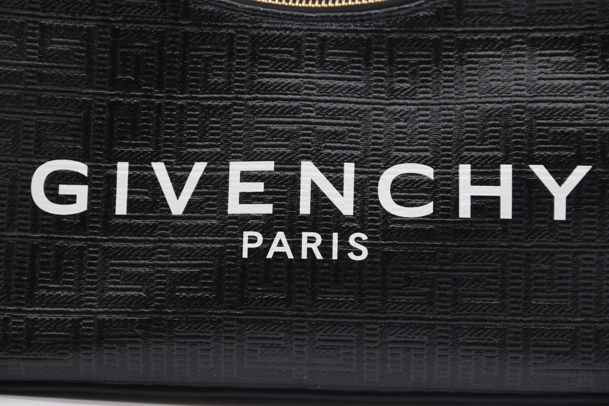 Givenchy Moon Cut Out Shoulder Bag Small 4G Embossed Print Black
