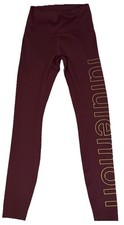 Lululemon Wunder Under HR Tight 28” Size 6 Special Edition Burgundy Gold Letters
