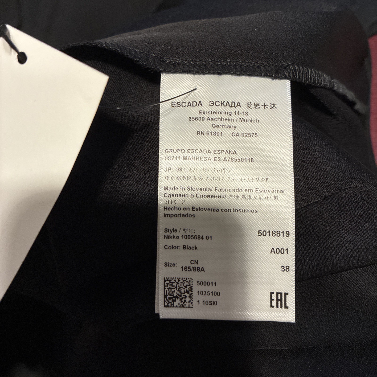 Escada Authentic Solid Black V Neck Long Sleeve A… - image 10