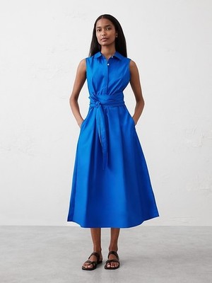 banana republic factory blue dress Poplin Cross-Waist Midi NWT - MP Princess #772828 t shirt dress Pilgrim Vittoria Midi Dress Women size:L