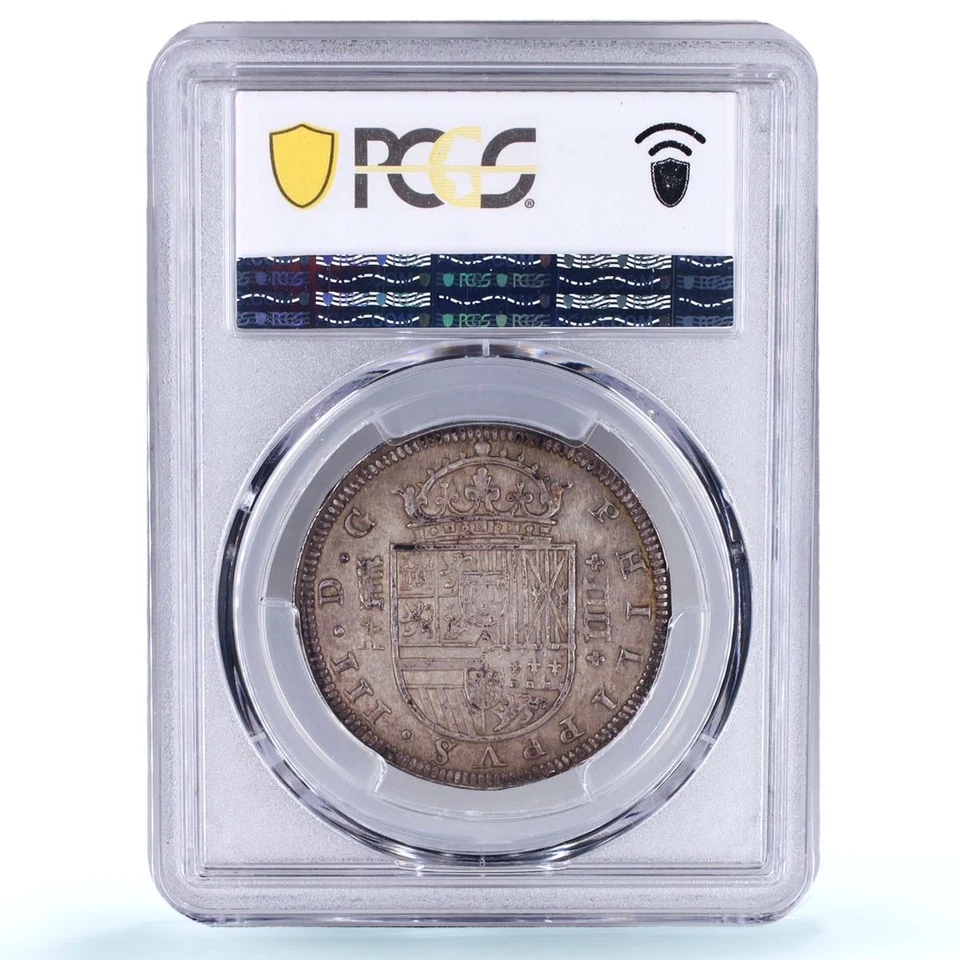 Spain 4 reales Philip IV KM-98 Calico-797 Segovia AU 55 PCGS silver coin 1621 - Image 4 of 4