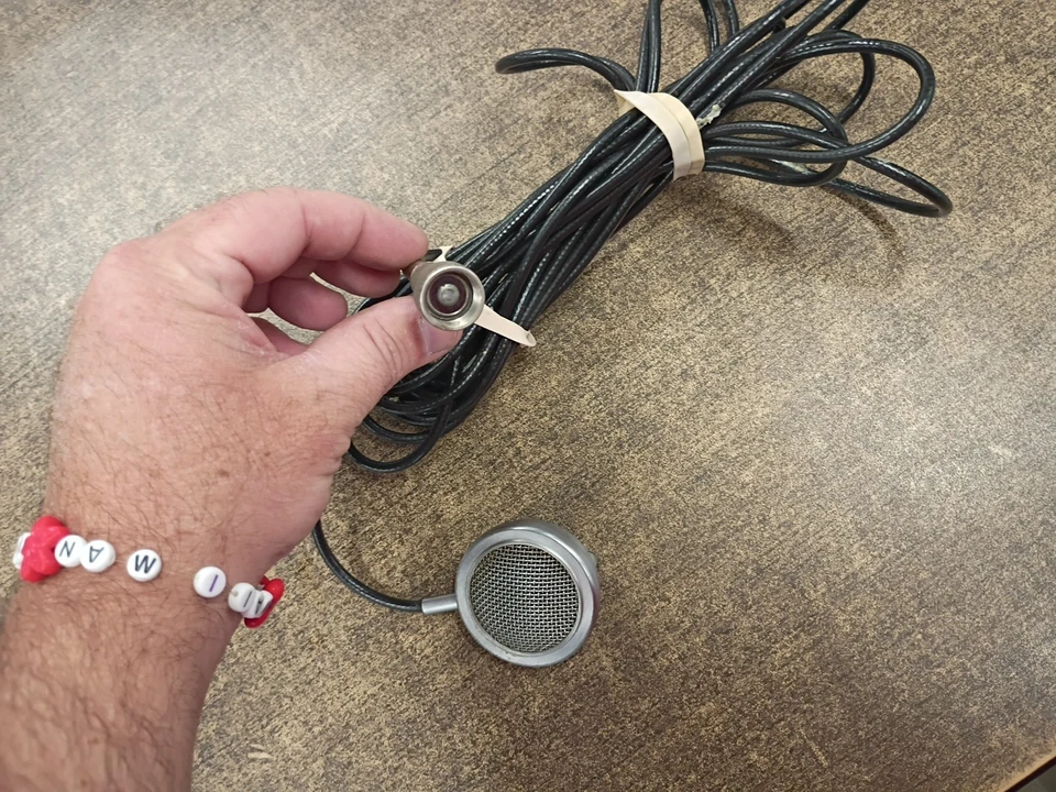 Antikes Wender Anstecknadel Mikrofon L 40 in gutem Zustand 19 Fuß Zweidrahtkabel - Bild 2 von 4