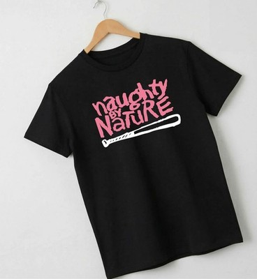 Naughty By Nature T-Shirt Schwarz Pink Logo Hip Hop Rap Tee Y2K