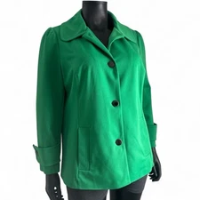 Worthington Size 24 Jacket Blazer Green Classic Single Breasted Long Sleeve US2X