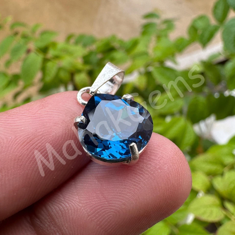 Colgante aguamarina azul Santa María de 11 quilates certificado natural - en plata maciza 925 Foto 2 de 4