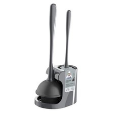 Toilet Plunger and Bowl Brush Combo for Bathroom Cleaning, 1 Set One Size Gray