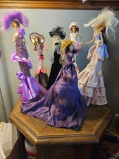 Lot of 6 Collector Dolls with Stands, Mix of Brands 12" - 16" tall