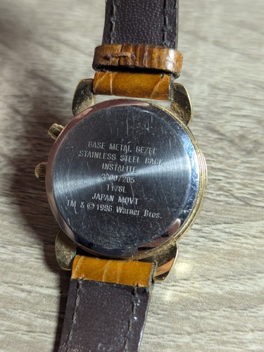 Vtg Tweety Bird Face Armitron Wrist Watch Original Leather Band 1996 Warner Bros - Picture 10 of 10