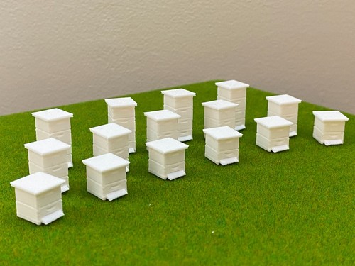 O Scale 1:48 - Beehives 15 Pack – 3D Printed Farm Scene Detail for Layouts - Afbeelding 8 van 12