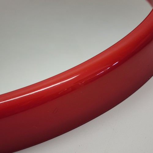 Read INTERDESIGN VINTAGE RED PLASTIC ROUND MIRROR SPACE RETRO MOD MODERN MID - Picture 6 of 10