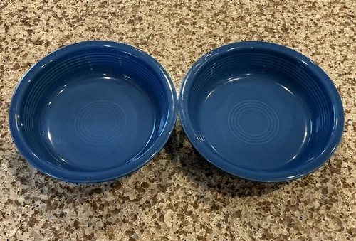 SET OF 2 FIESTAWARE  7 INCH NAVY BLUE CEREAL SOUP BOWLS HOMER LAUGHLIN