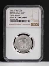 2020 Megalosaurus Silver Proof 50p Tales of the Earth NGC PF69 Ultra Cameo