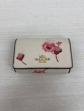 Coach Key Case White Floral Pattern Used