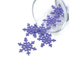Purple Christmas Snowflake Charm, 22x26mm - US Seller