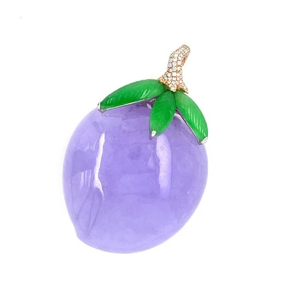 Impresionante 161.67CT Natural Fei Cui Lavanda Jadeíta Peach Colgante 18k Rosa - Imagen 1 de 4