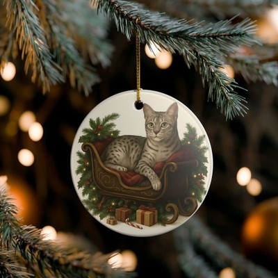 Egyptian Mau Cat Ceramic Christmas, Holiday Ornament-A101