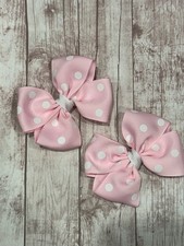 Soft Pink White Dots 3  Hair Bow, Light Pink White Hairbow
