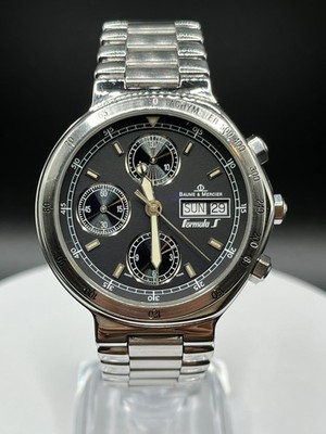 Baume & Mercier Formula S Chrono Automatic Black Dial SWISS Valjoux 7750 SS