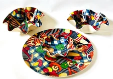 Tele-Fun New York City Party Serving Set Two Bowls Chip and Dip Tray Kitsch Fun