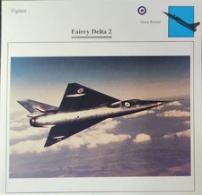 Fairey Delta Jet Plane Picture Original Vtg Aircraft Info Collector Card 