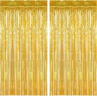 Silvester Lametta VorhäNge Gold Glitzer, 2 StüCk Metallische Glitzervorhang Frin