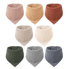8-Pack Muslin Baby Bibs Absorbent Bandana Drool Bib 100 Unisex Cotton