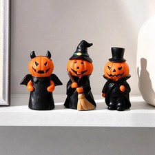 Halloween Mini Ghost Pumpkin Witch Resin Figurines Tabletop Home Party Decor