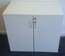 White wood 800mm wide by 450mm deep desk high double door units